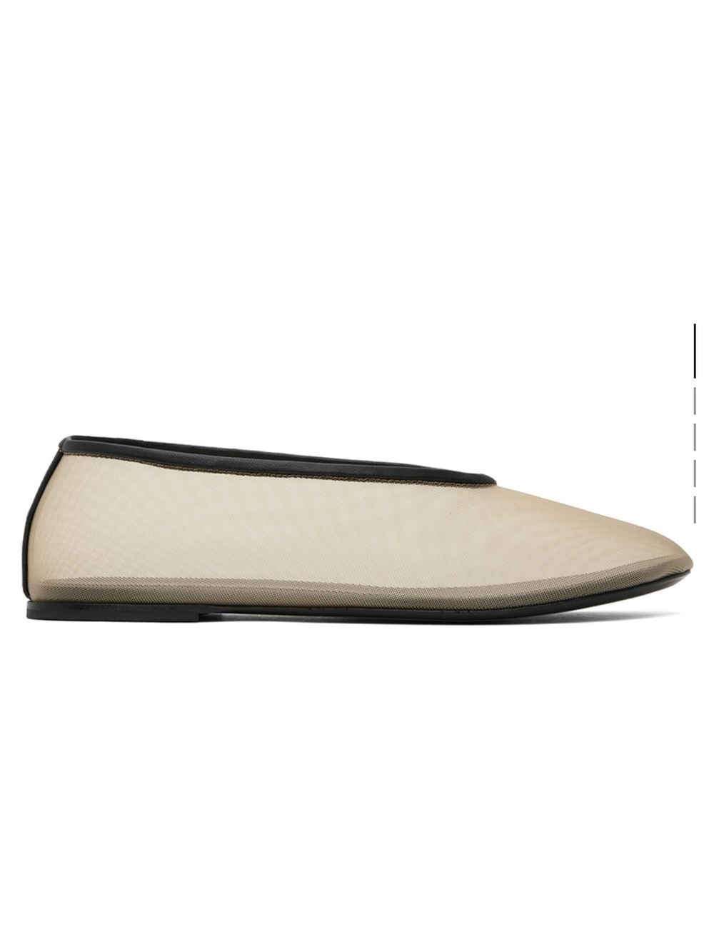 KHAITE Beige and Black Trim Mesh Ballet Flat